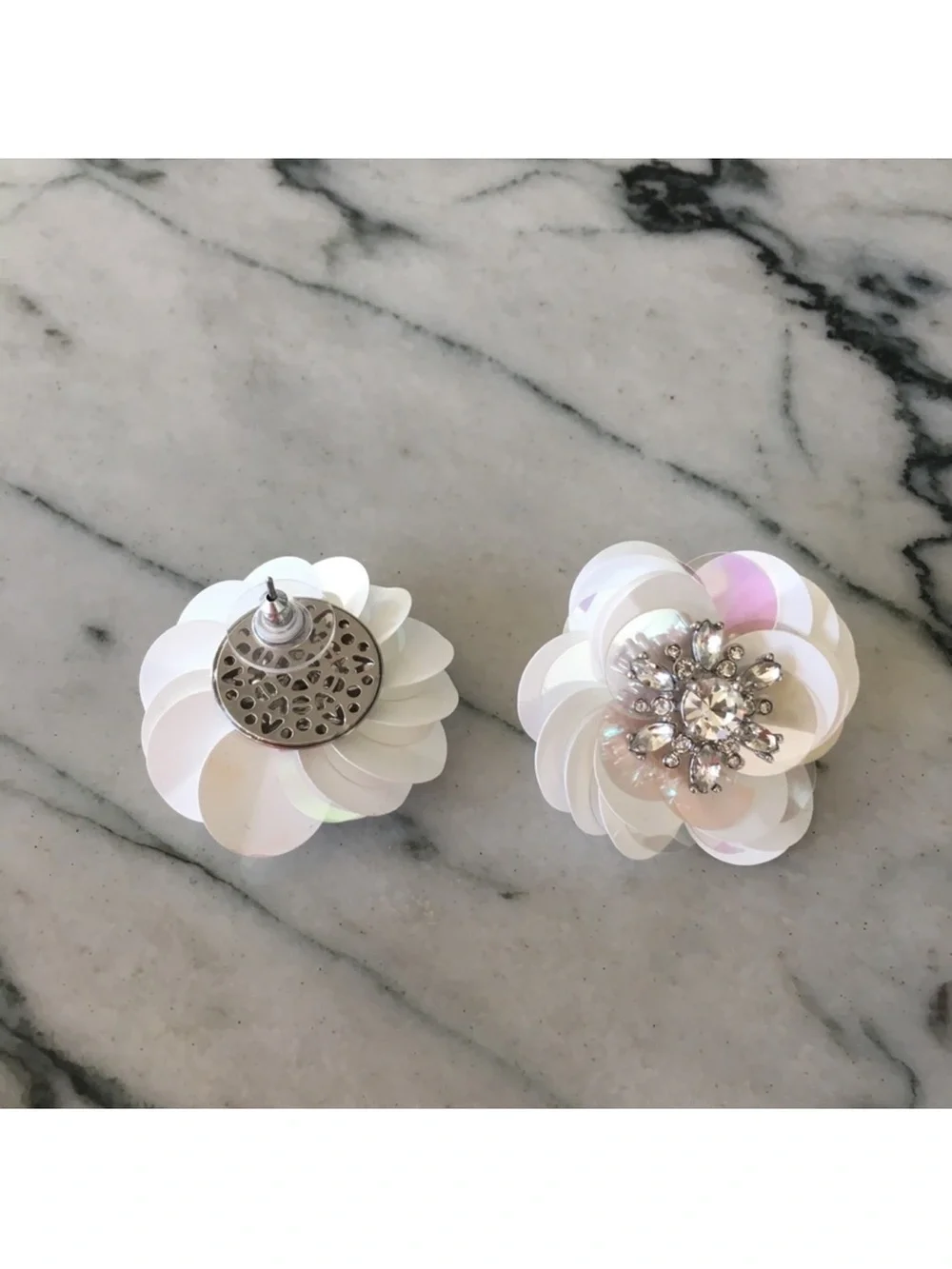 Kate Spade jeweled white flower earrings